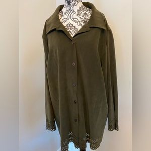 Faux Suede Blouse with Nice Detail